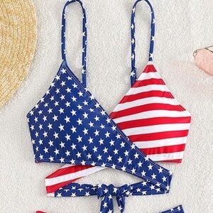 Women's Patriotic American Flag Stars & Stripes Bikini TOP Size L